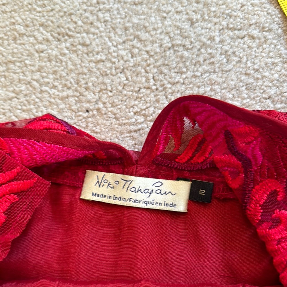 Arms Red Embroidered Mini Dress - Picture 8 of 10